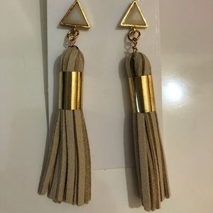 Long (faux) leather tassel earrings